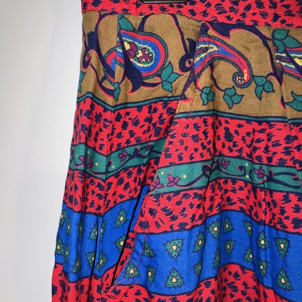 Chaus Vintage Midi Skirt Maximalism Multicolor 90s Boho Art To Wear Size 10 Wmns - Picture 3 of 7